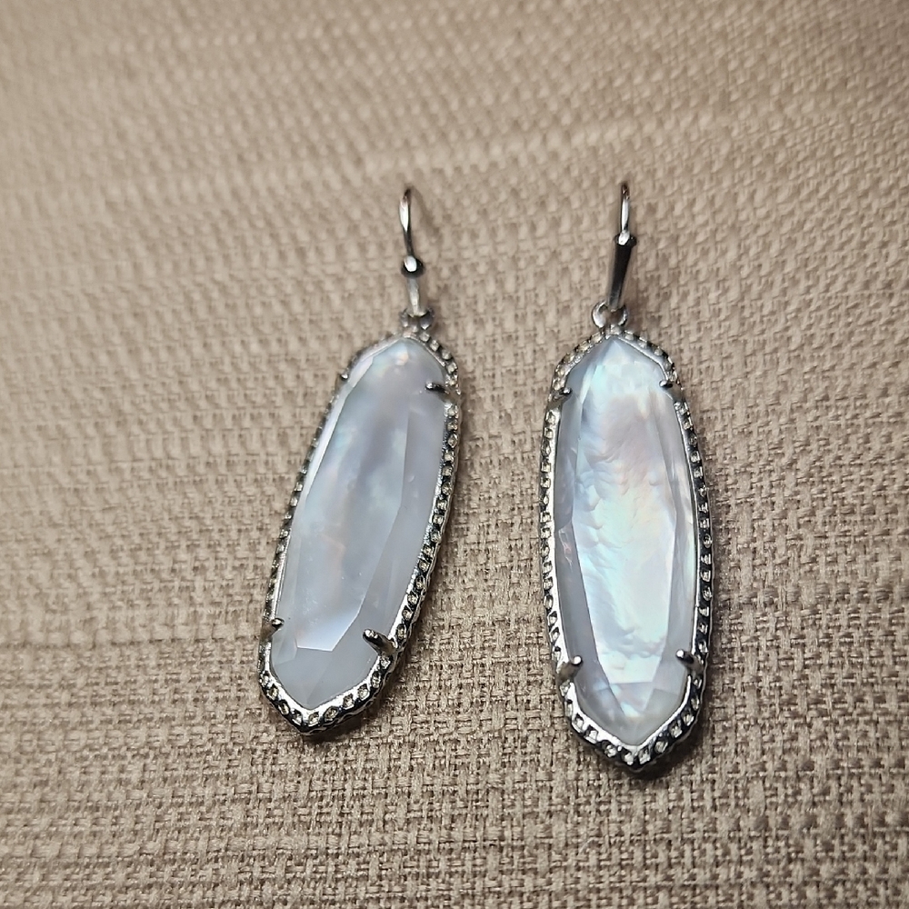 Kendra Scott Layla Silver Opalite Illusion Drop Earrings, Pre-loved in EC